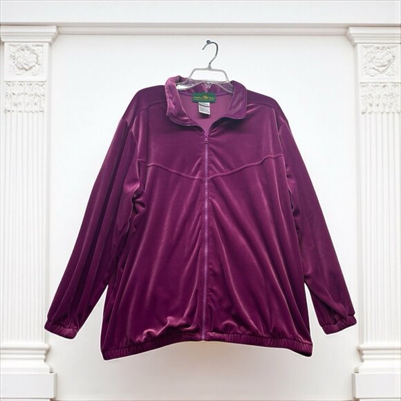 Y2K Purple Velour  Track Jacket Hunters Run Women’s 1X  Full Zip Vintage - Picture 1 of 8